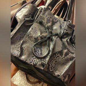 Jessica Simpson Black and Gray Snakeskin Shoulder Bag